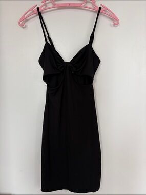 Streetwear Society Black Mini Dress with Front Cutout